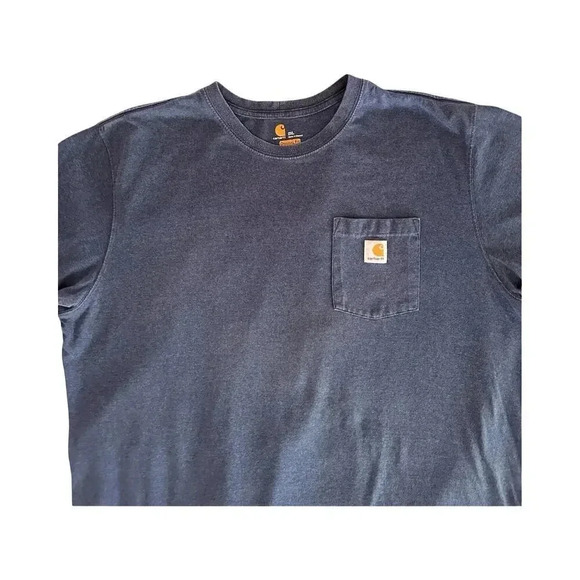 Carhartt Men’s Classic T-Shirt Blue Steele Pocket Size 2XL - Picture 3 of 6
